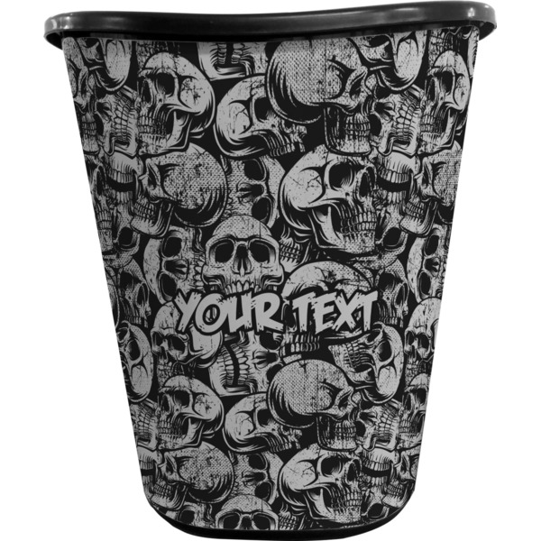 Custom Skulls Waste Basket - Single Sided (Black) (Personalized)