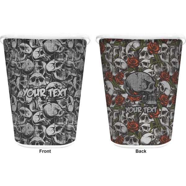 Skulls Trash Can White - Front and Back - Apvl