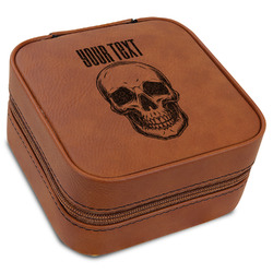 Skulls Travel Jewelry Box - Rawhide Leather (Personalized)
