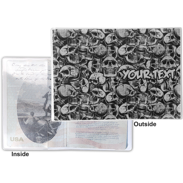 Skulls Vinyl Passport Holder - Flat Front and Back