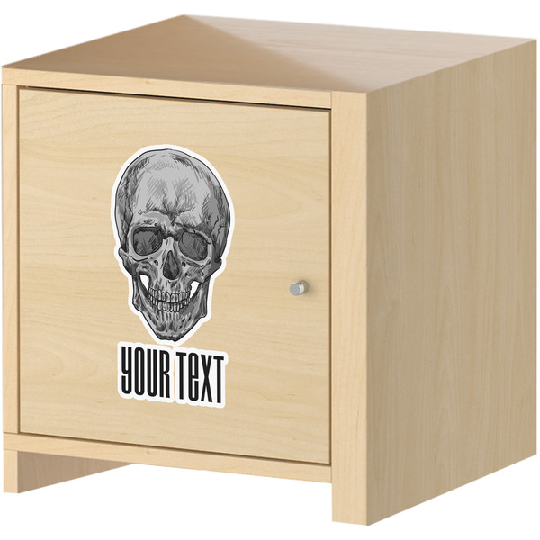 Skulls Wall Graphic on Wooden Cabinet
