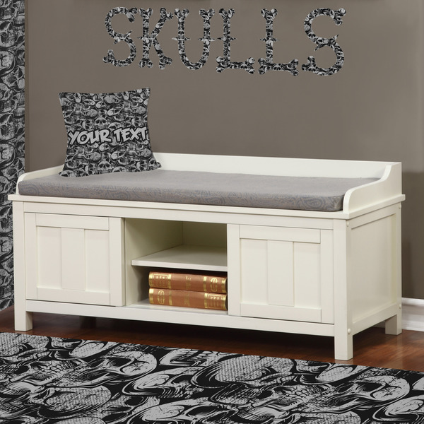 Skulls Wall Name Decal Above Storage bench