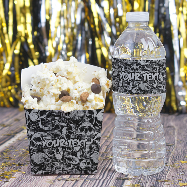 Skulls Water Bottle Label - w/ Favor Box
