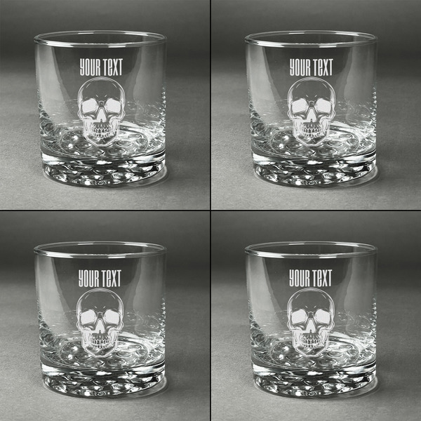 Skulls Whiskey Glasses - Set of 4 all Engraved