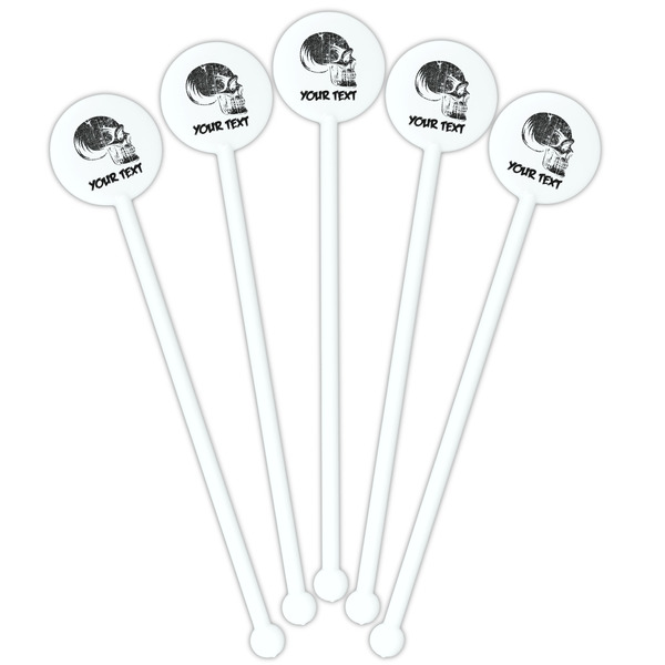 Skulls White Plastic 5.5" Stir Stick - Fan View