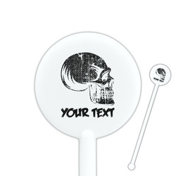 Skulls 5.5" Round Plastic Stir Sticks - White - Single Sided (Personalized)