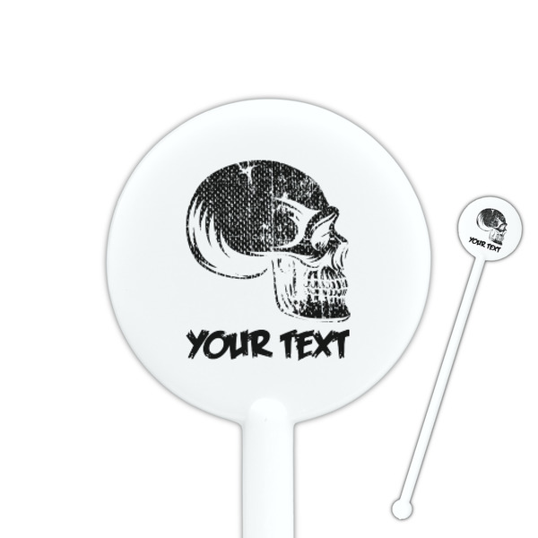 Custom Skulls 5.5" Round Plastic Stir Sticks - White - Single Sided (Personalized)
