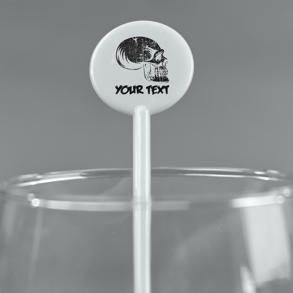 Skulls White Plastic 5.5" Stir Stick - Round - Main
