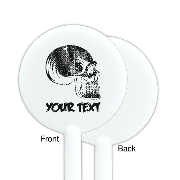 Skulls White Plastic 5.5" Stir Stick - Single Sided - Round - Front & Back