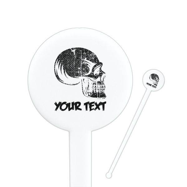 Custom Skulls 7" Round Plastic Stir Sticks - White - Single Sided (Personalized)