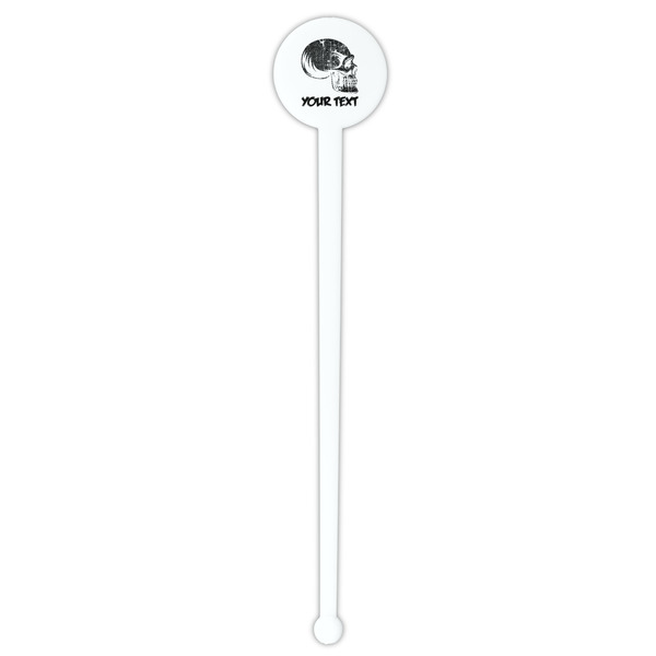 Skulls White Plastic 7" Stir Stick - Round - Single Stick