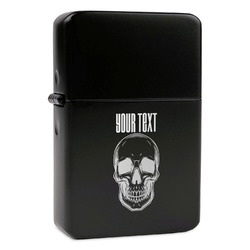 Skulls Windproof Lighter - Black - Single Sided (Personalized)