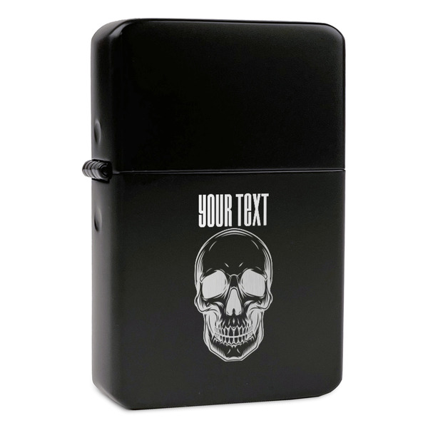 Custom Skulls Windproof Lighter - Black - Double Sided & Lid Engraved (Personalized)