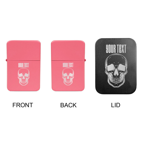 Skulls Windproof Lighters - Pink, Double Sided, w Lid - APPROVAL