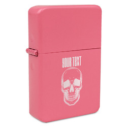 Skulls Windproof Lighter - Pink - Single Sided & Lid Engraved (Personalized)