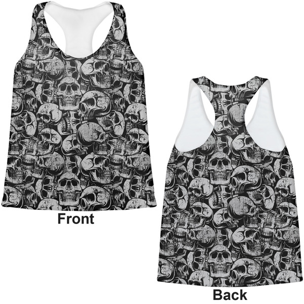 Skulls Womens Racerback Tank Tops - Medium - Front and Back