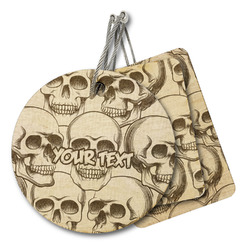Skulls Wood Luggage Tag (Personalized)
