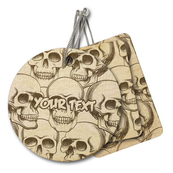 Custom Skulls Wood Luggage Tag (Personalized)