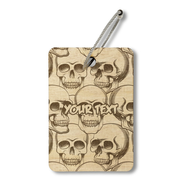 Custom Skulls Wood Luggage Tag - Rectangle (Personalized)