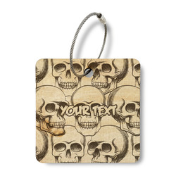 Skulls Wood Luggage Tag - Square (Personalized)