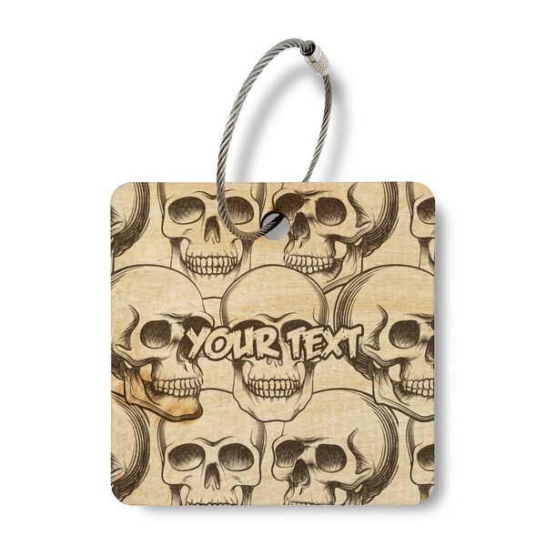 Custom Skulls Wood Luggage Tag - Square (Personalized)