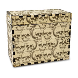 Skulls Wood Recipe Box - Laser Engraved (Personalized)