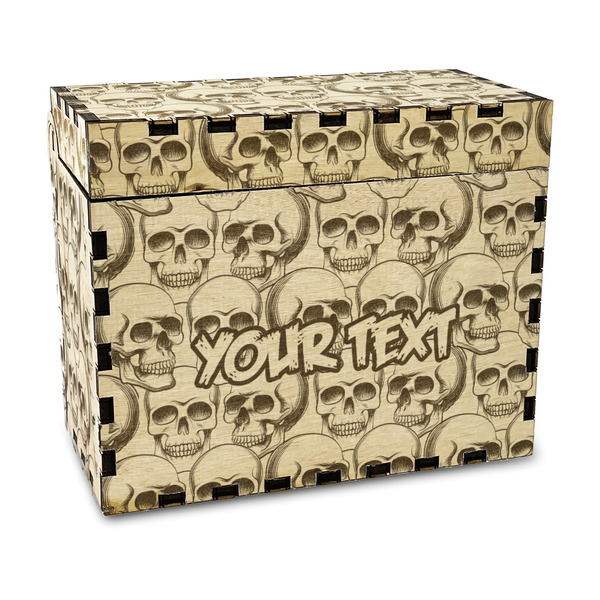 Custom Skulls Wood Recipe Box - Laser Engraved (Personalized)