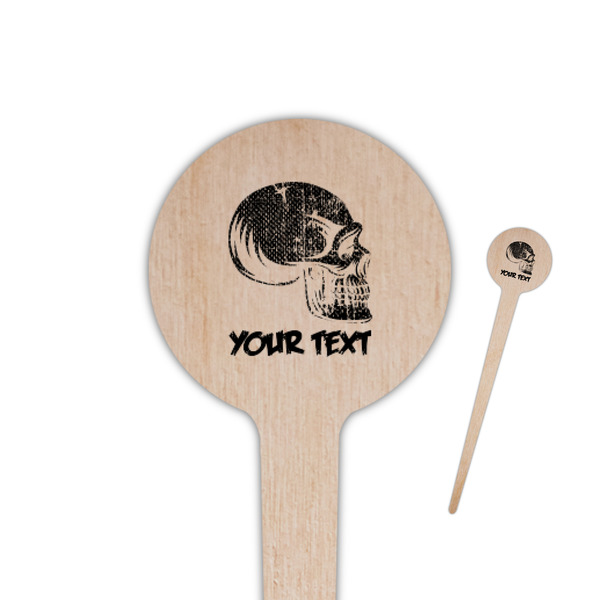Custom Skulls 4" Round Wooden Food Picks - Single Sided (Personalized)