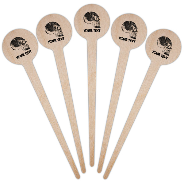 Skulls Wooden 4" Food Pick - Round - Fan View