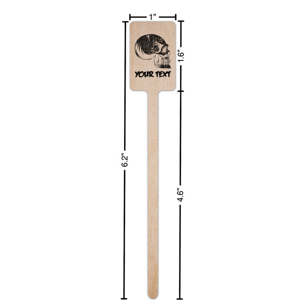 Skulls Wooden 6.25" Stir Stick - Rectangular - Dimensions