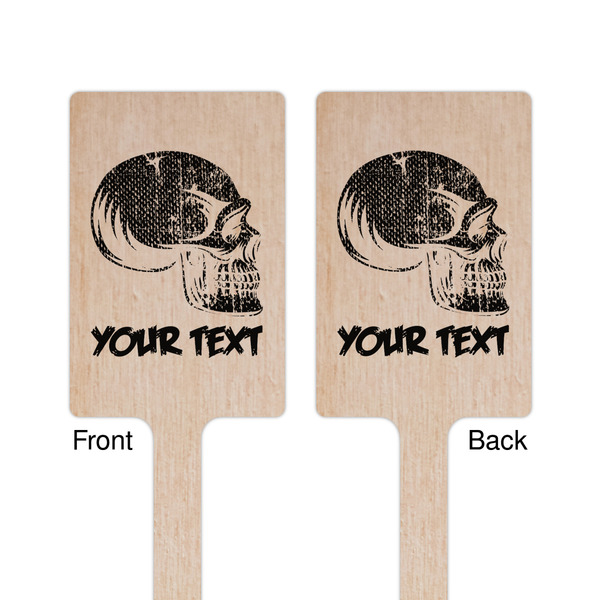 Skulls Wooden 6.25" Stir Stick - Rectangular - Double Sided - Front & Back