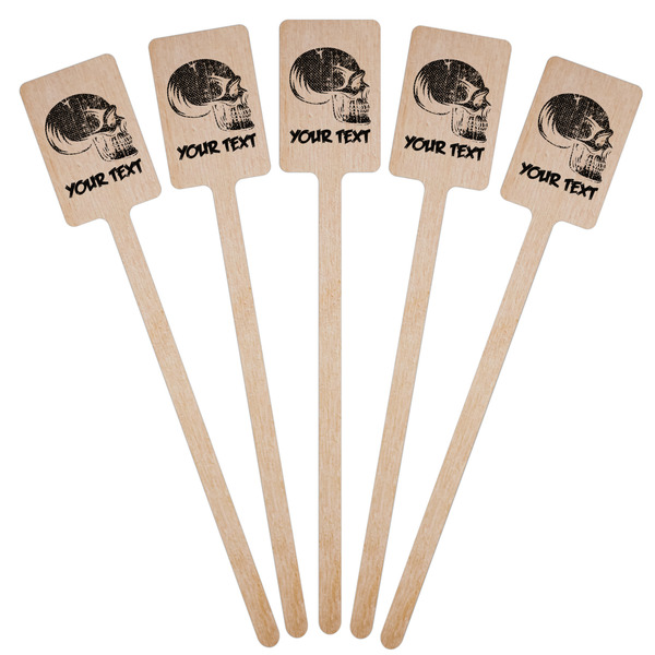Skulls Wooden 6.25" Stir Stick - Rectangular - Fan View