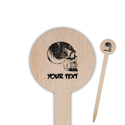 Skulls 6" Round Wooden Food Picks - Single Sided (Personalized)