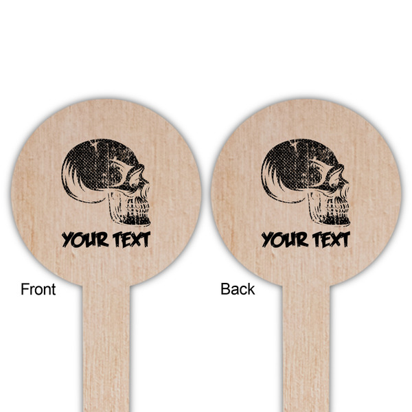 Skulls Wooden 6" Food Pick - Round - Double Sided - Front & Back