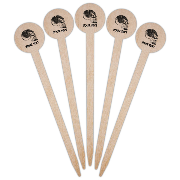 Skulls Wooden 6" Food Pick - Round - Fan View