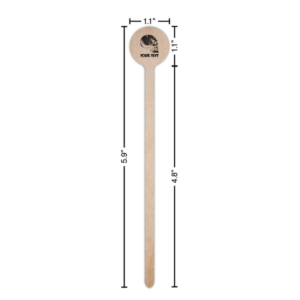 Skulls Wooden 6" Stir Stick - Round - Dimensions