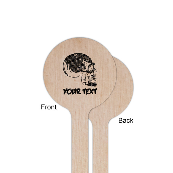 Skulls Wooden 6" Stir Stick - Round - Single Sided - Front & Back