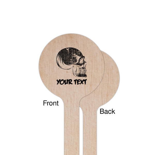 Skulls Wooden 7.5" Stir Stick - Round - Single Sided - Front & Back