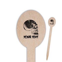 Skulls Oval Wooden Food Picks - Single Sided (Personalized)