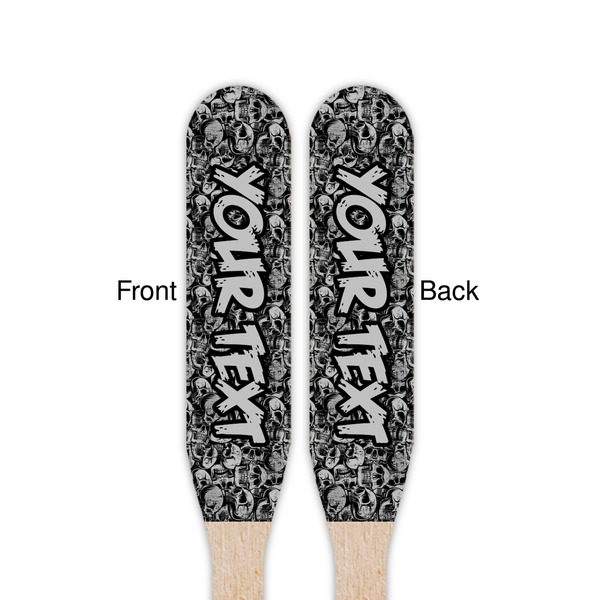 Skulls Wooden Food Pick - Paddle - Double Sided - Front & Back