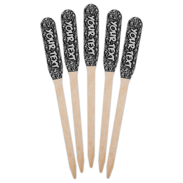 Skulls Wooden Food Pick - Paddle - Fan View