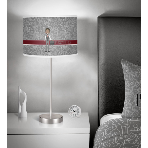 Lawyer / Attorney Avatar 13 inch drum lamp shade - in room