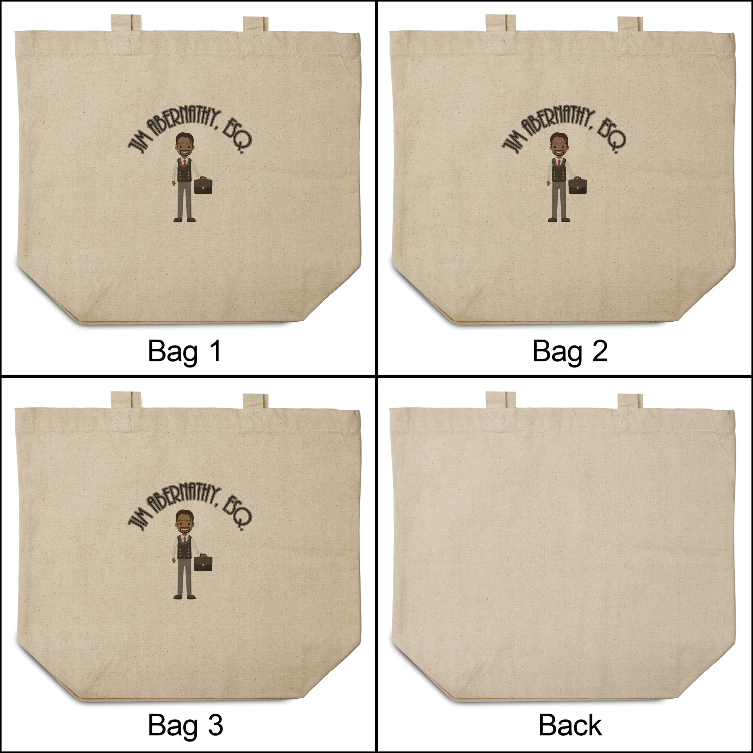 Custom Lawyer / Attorney Avatar Reusable Cotton Grocery Bags Set of 3 (Personalized