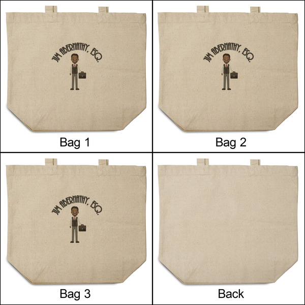 Lawyer / Attorney Avatar 3 Reusable Cotton Grocery Bags - Front & Back View