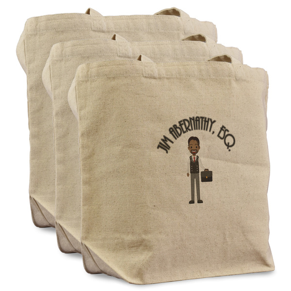 Custom Lawyer / Attorney Avatar Reusable Cotton Grocery Bags - Set of 3 (Personalized)