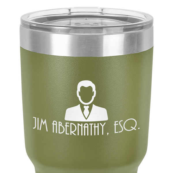 Lawyer / Attorney Avatar 30 oz Stainless Steel Ringneck Tumbler - Olive - Close Up