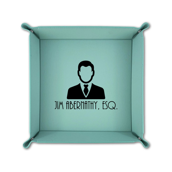 Lawyer / Attorney Avatar 6" x 6" Teal Leatherette Snap Up Tray - FOLDED UP