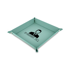 Lawyer / Attorney Avatar Faux Leather Dice Tray - 6" x 6" - Teal (Personalized)