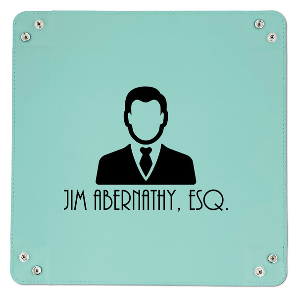 Lawyer / Attorney Avatar 9" x 9" Teal Leatherette Snap Up Tray - APPROVAL