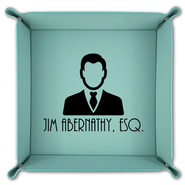 Lawyer / Attorney Avatar 9" x 9" Teal Leatherette Snap Up Tray - FOLDED